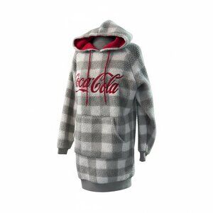 Coca Cola Wearable Blanket Hoodie Sherpa Plaid Cozy Medium